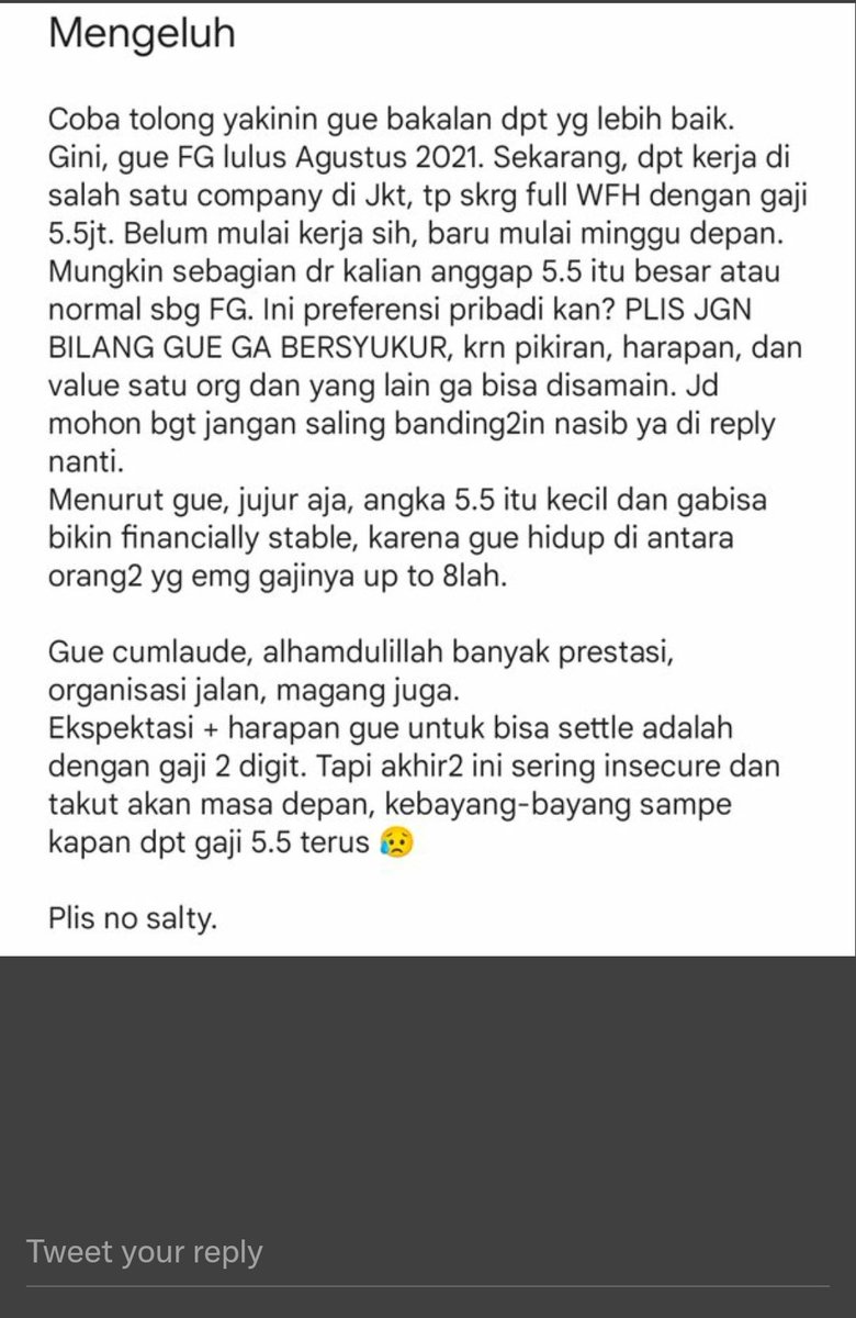 isidorusss's tweet photo. Nemu ginian barusan banget, karena postigannya dihapus, ya screenshot waelah wqwq demi konten og. Tapi serius, aku ra meh salty. Wong ki kadang pgn pendapatan gede tapi ra siap beban gede. https://t.co/ZnjcB6ROWC