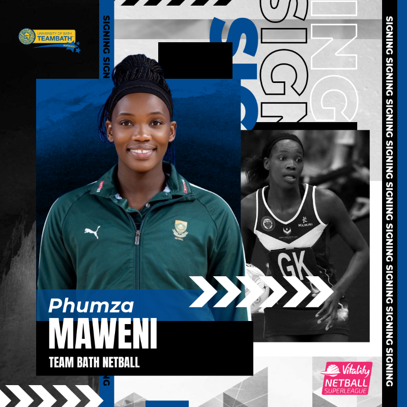 NetballSL's tweet photo. Your final signing of 2021 is... 🥁

Experienced defender @PhumzaMaweni completes @TeamBathNetball's squad for next season 🤗

#SigningWindow2022 ✍️