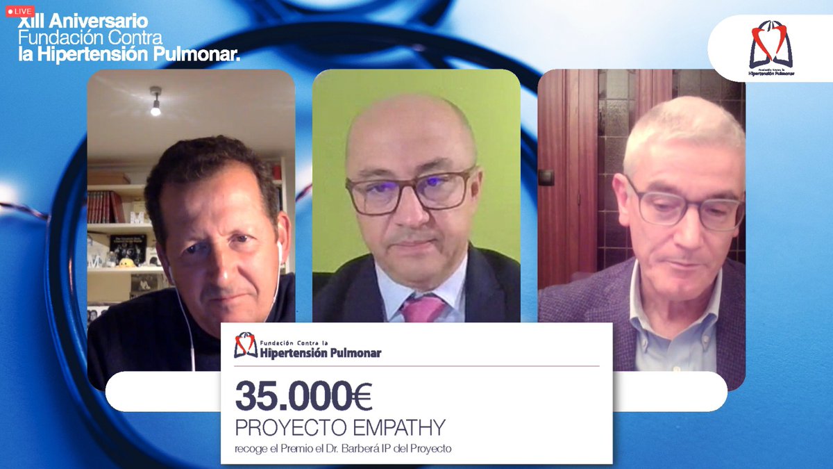 fundacionhp's tweet photo. Objetivo de la @fundacionhp es la entrega de fondos a la #investigación. Este año  muy complicado pero hemos podido dotar de dos cheques de  35.000 euros al #PROYECTOEMPATHY liderado por el @J_AlbertBarbera , y al  #PROYECTOPASIONHPGENÉTICA liderado por el Dr. Jair Tenorio. https://t.co/r6QRIA4Vdw