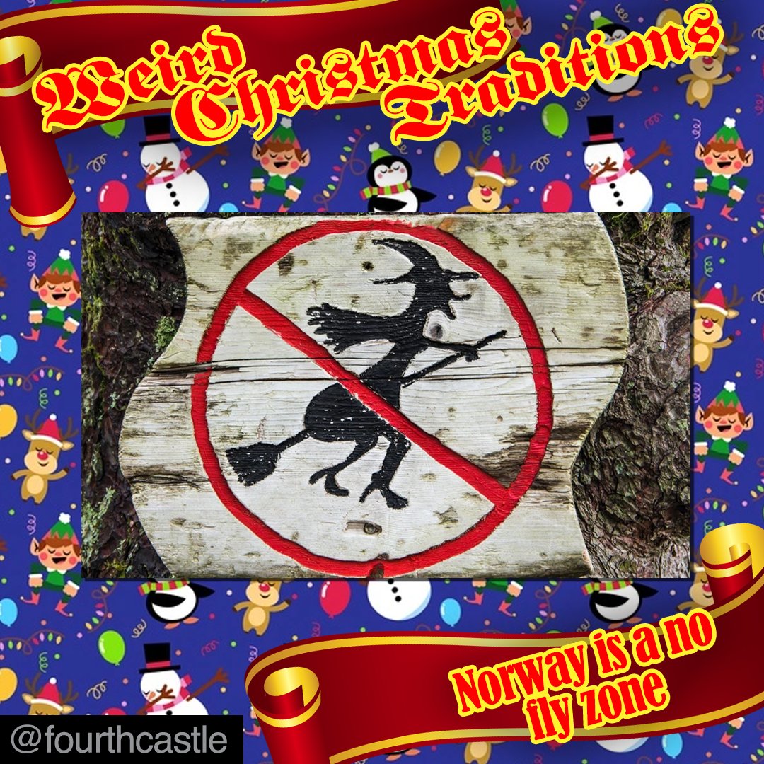 Norwegians believe that Christmas Eve invites bad spirits and witches to cause trouble. The only logical answer to this is to hide your broomsticks and that's exactly what they do every Christmas Eve. I think I'll get a bike lock for mine.

#weirdchristmas#trivia#norway#funfact