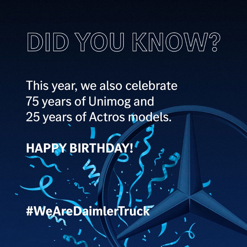 DaimlerTruck's tweet photo. Introducing @MercedesBenz: Since we invented the first truck 125 years ago, in 1896, we have been pioneers of the industry by redefining its standards through progress &amp; innovation. #WeAreDaimlerTruck