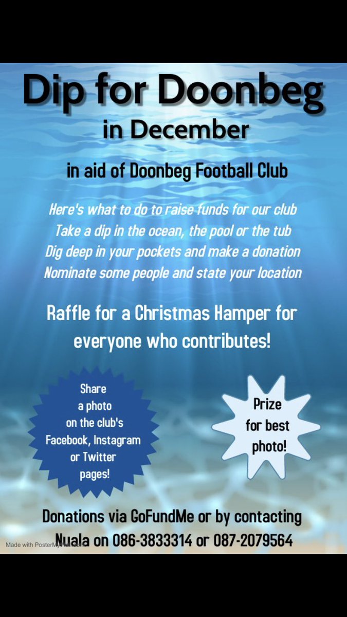 Dip for Doonbeg is back!! You know the drill! Go for a dip, take a photo, share on social media and get tagging! Don’t forget to donate 👉🏻gofund.me/2084fa9e