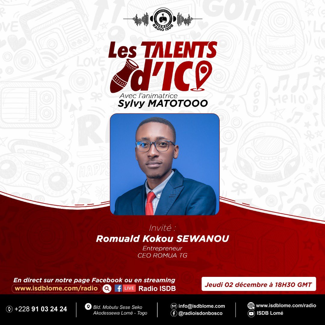romua_TG's tweet photo. Demain nous serons en direct sur Radio ISDB dans l'émission "LES TALENTS D'ICI" avec l'animatrice Sylvy MATOTOOO.
Venez nous découvrir et en savoir plus sur nos services.
Soyez connectés ce 02 Décembre à partir de 18h30 GMT.
#radioisdb #romuatg #lecorpsméritedusport #Sport https://t.co/lCCLrTZ7Un