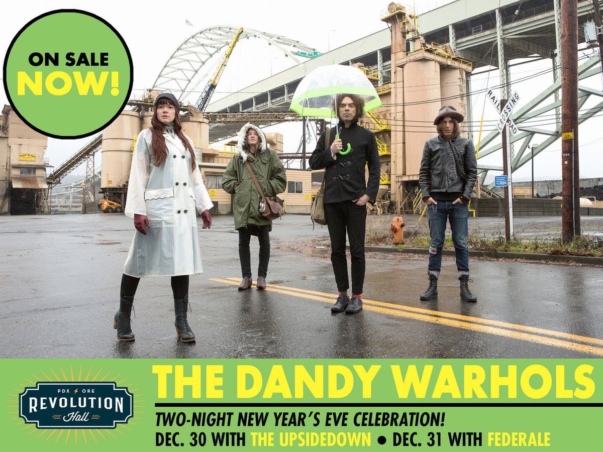 🎉 The Dandy Warhols LIVE in Portland this NEW YEARS! Two big shows at @RevHallPDX.

12/30 w/@TheUpsidedown - bit.ly/TDW123021
12/31 w/@FederalePDX - bit.ly/TDW123121
