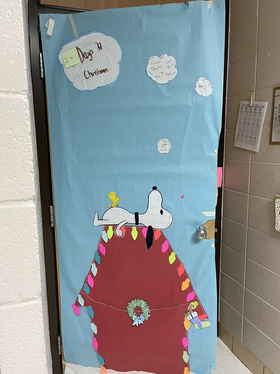 SevonEmily's tweet photo. The countdown is on! 🎅🏼 I am still so impressed at the seamless synergy that my class showed when creating the door! Everyone had a job and came together to create our masterpiece! 🎄 #orilakers @ORILaker https://t.co/MQ46msLDWI