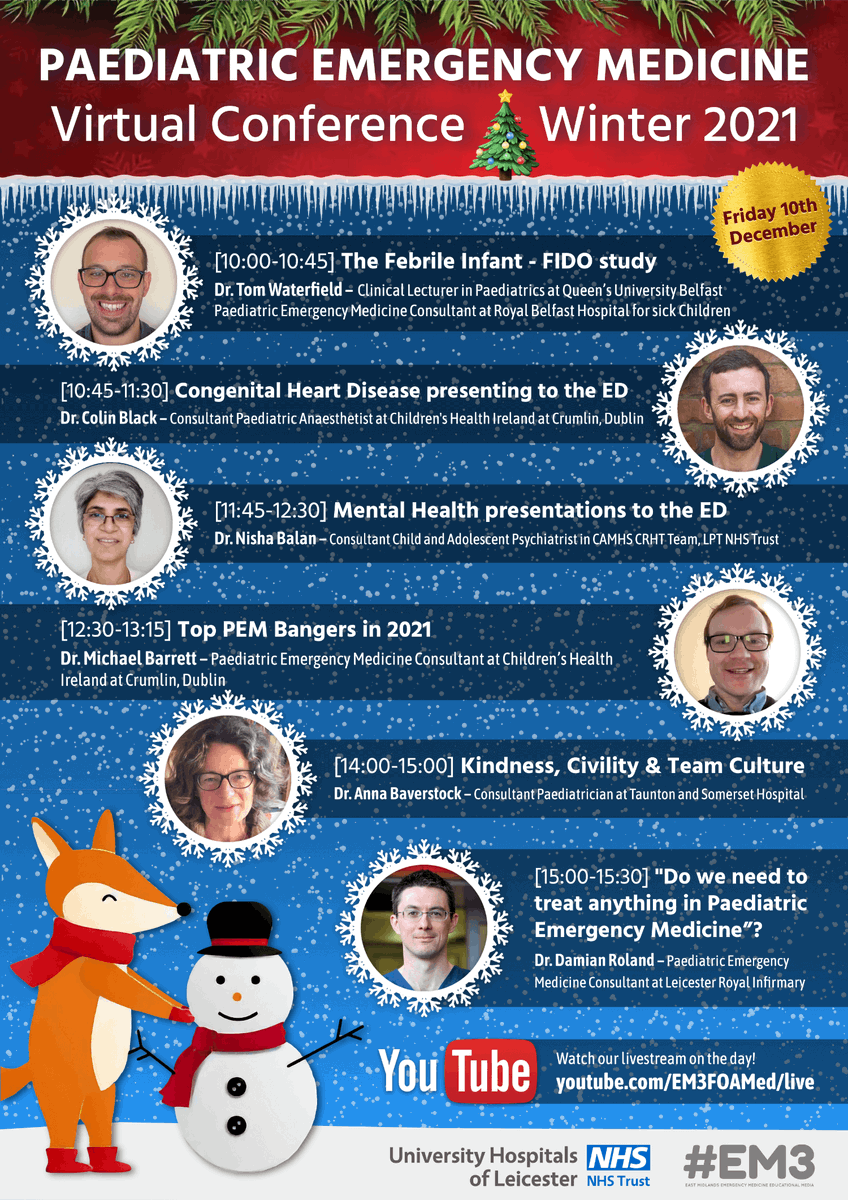 ShanePEMtweets's tweet photo. Updates on the febrile infant, Congenital Heart disease, how to enhance civility &amp; team culture in your department and "do we need to treat anything in Paediatric Emergency Medicine?" This years @EM3FOAMed PEM Conference is shaping up to be a Christmas cracker! https://t.co/wgmM02JhyD
