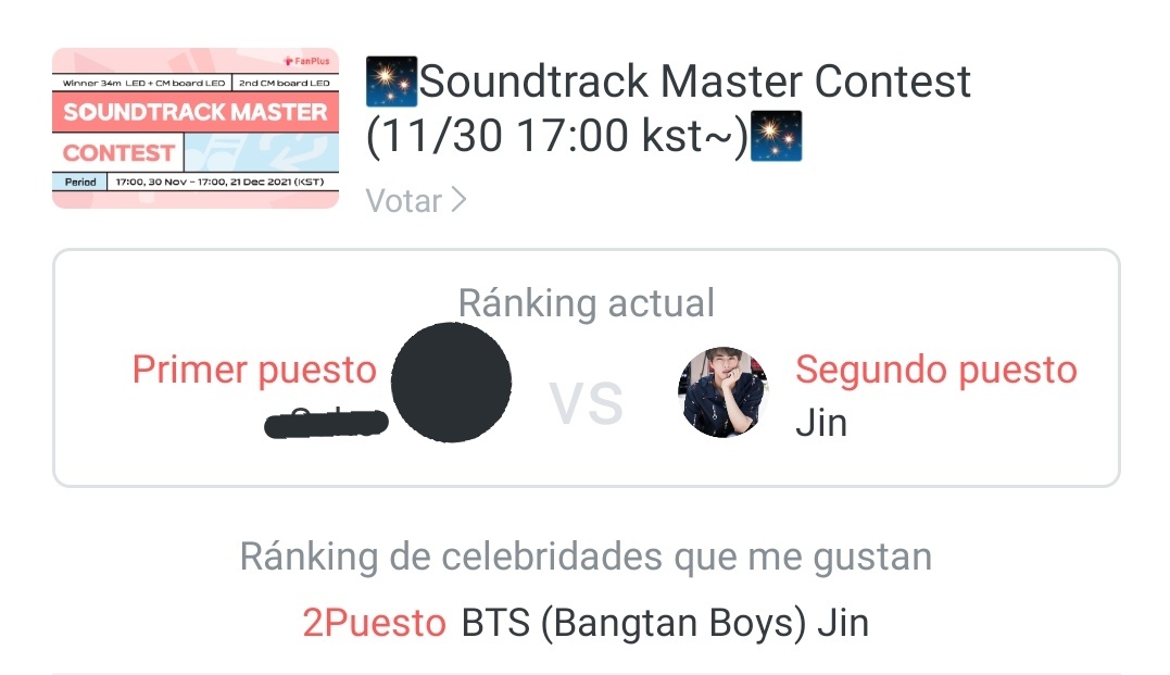 Huhaki3's tweet photo. No olviden votar por Jin en la App Fan Plus, las votaciones terminan el 21 de diciembre⤵️ https://t.co/M58cbPQDaX