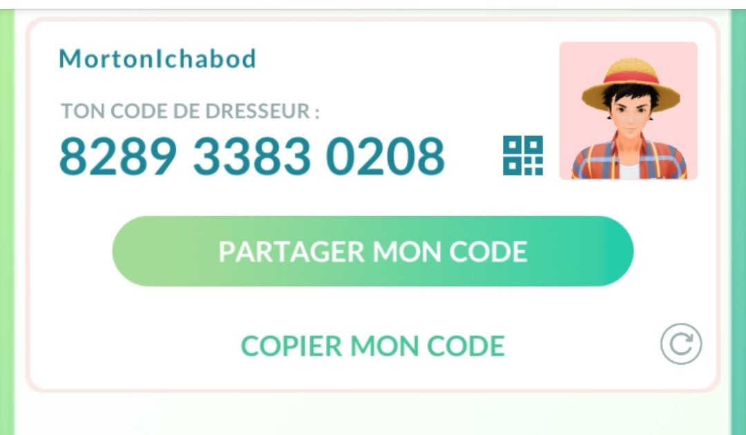 _Mida__'s tweet photo. Amis dresseurs du monde entier, n'hésitez pas à m'ajoutez dans  #PokemonGO 😉 8289 3383 0208

 #pokémongo 
 #pokémon
 #niantic 
 #codeami
 #friendcode https://t.co/g5vkcofPy6