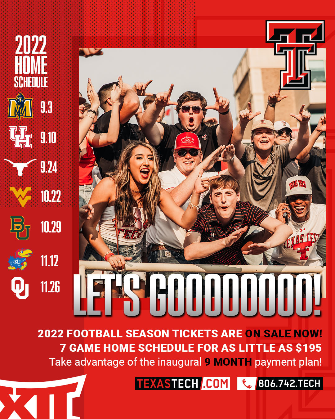 Tech Football Schedule 2022 Texas Tech Football On Twitter: "The 2022 Schedule Is Here, And Season  Tickets Are Now On Sale! ➡️ Https://T.co/Pkvcx5D2Lj ⬅️ An Exciting Seven  Game Home Slate Comes To Jones At&T Stadium -