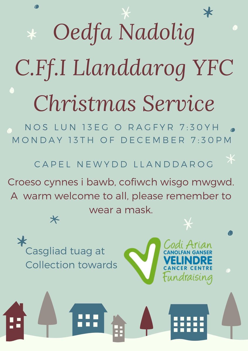 Ymunwch a'r clwb eleni yn ein Oedfa Nadolig flynyddol wrth i ni fwynhau ysbryd yr wŷl 🎄🎅🏼

Join the club at our annual Christmas service as we get into the Christmas spirit 🎄🎅🏼