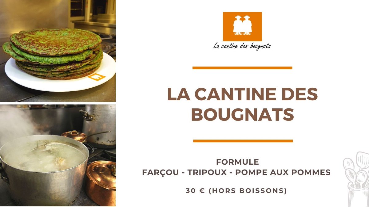Le retour des plats canailles et la convivialité au menu de notre prochaine Cantine des Bougnats, jeudi 16 décembre 🙂

Notre chef vous prépare un repas teinté des saveurs de notre enfance  : Farçou / Tripoux et Pompe aux pommes

👉🏻  ambassade-auvergne.fr/fr/reservation

#ambassadeauvergne