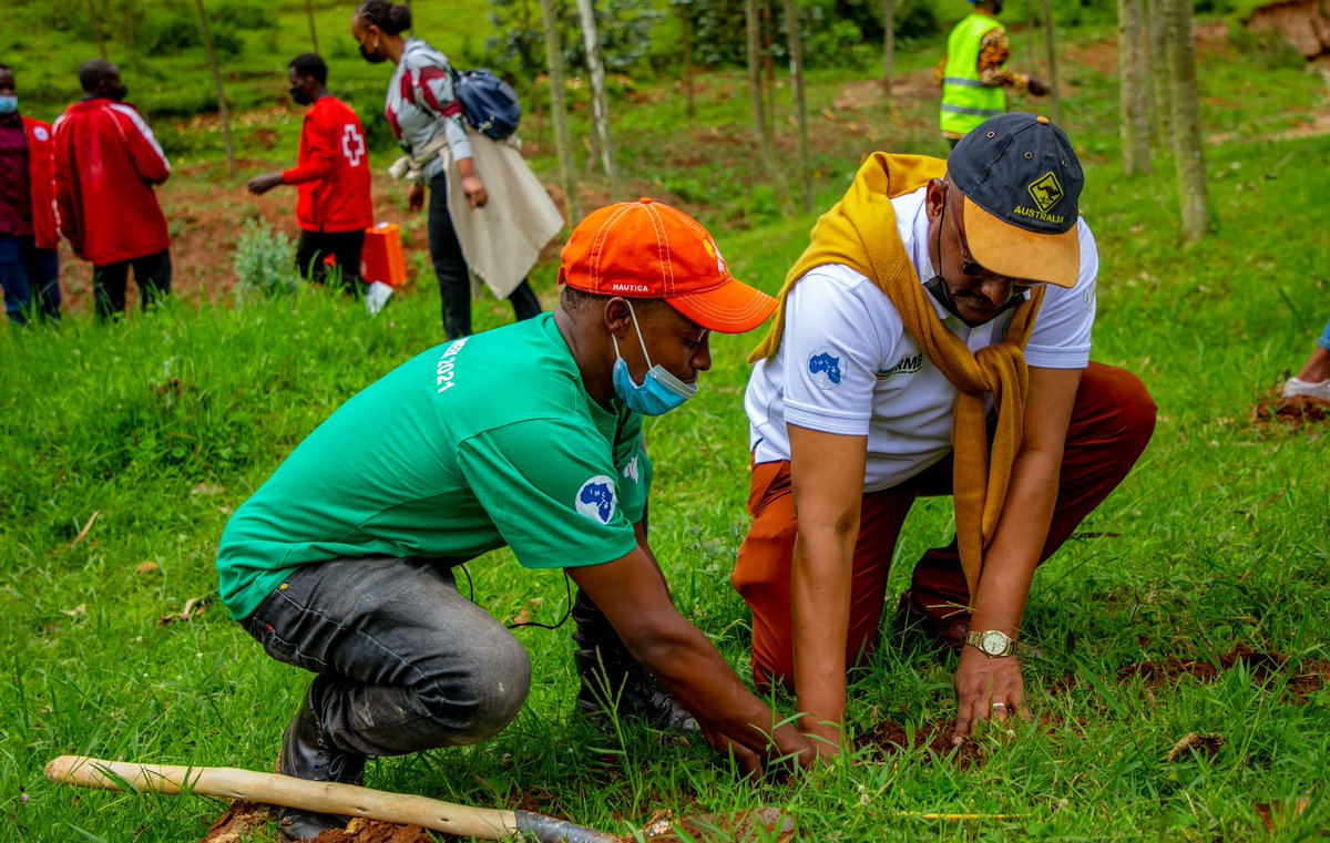 RwandaMinesB's tweet photo. Muri iki gikorwa hanatewe ibiti 1700 mu nkengero za mine ya sosiyete ya DEMICO, hasiburwa umugezi ndetse hanatangwa ubwisungane bwo kwivuza ku bantu 60 baturuka mu miryango 14. Abacukuzi banahawe amahugurwa ku mikorere ikwiye ndetse n'ubutabazi bw’ibanze. #MiningweekRw https://t.co/ZYh0wSodIp