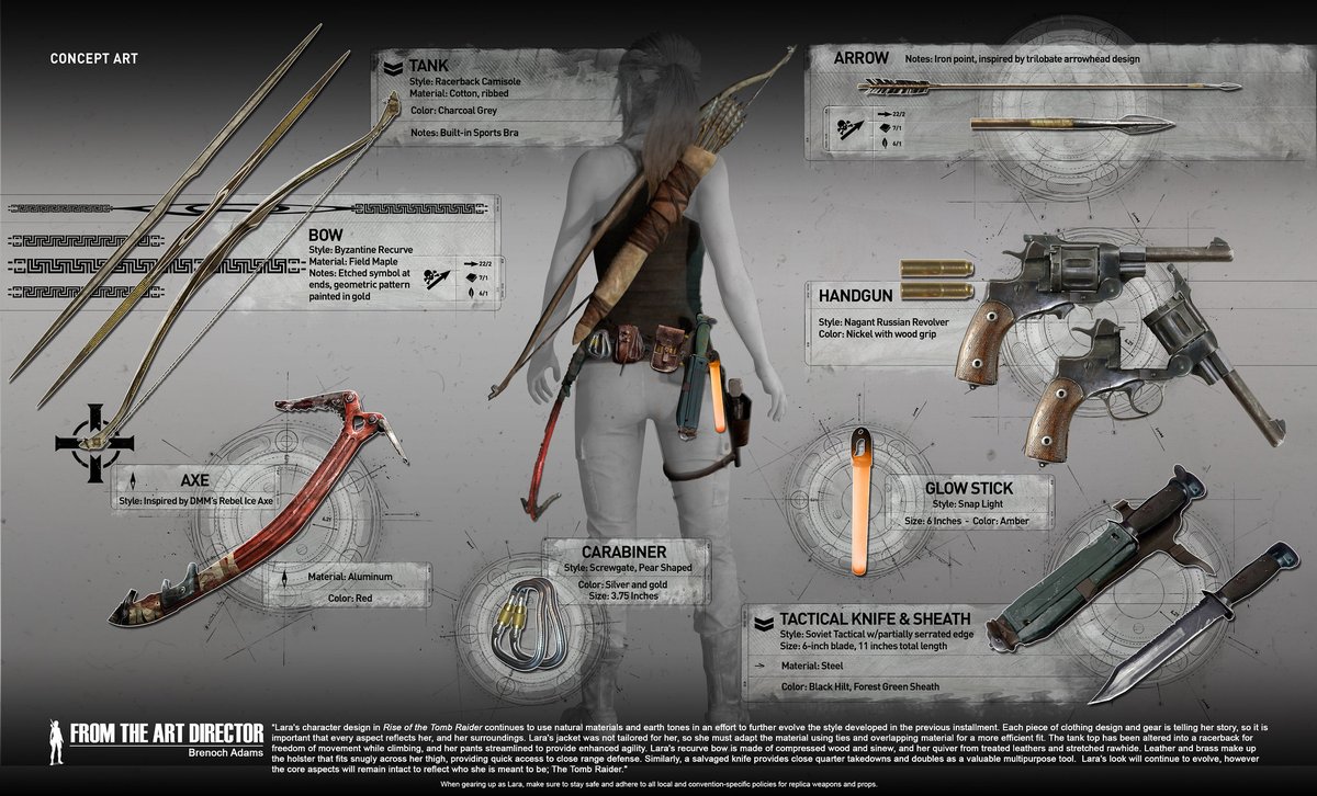 tombraider's tweet photo. Get a closer look at the details on Lara Croft's outfits in Rise of the Tomb Raider from our franchise cosplay guides album on flickr! https://t.co/lDx9Y6HcX6 #TR25 https://t.co/FHxc8aSr8p