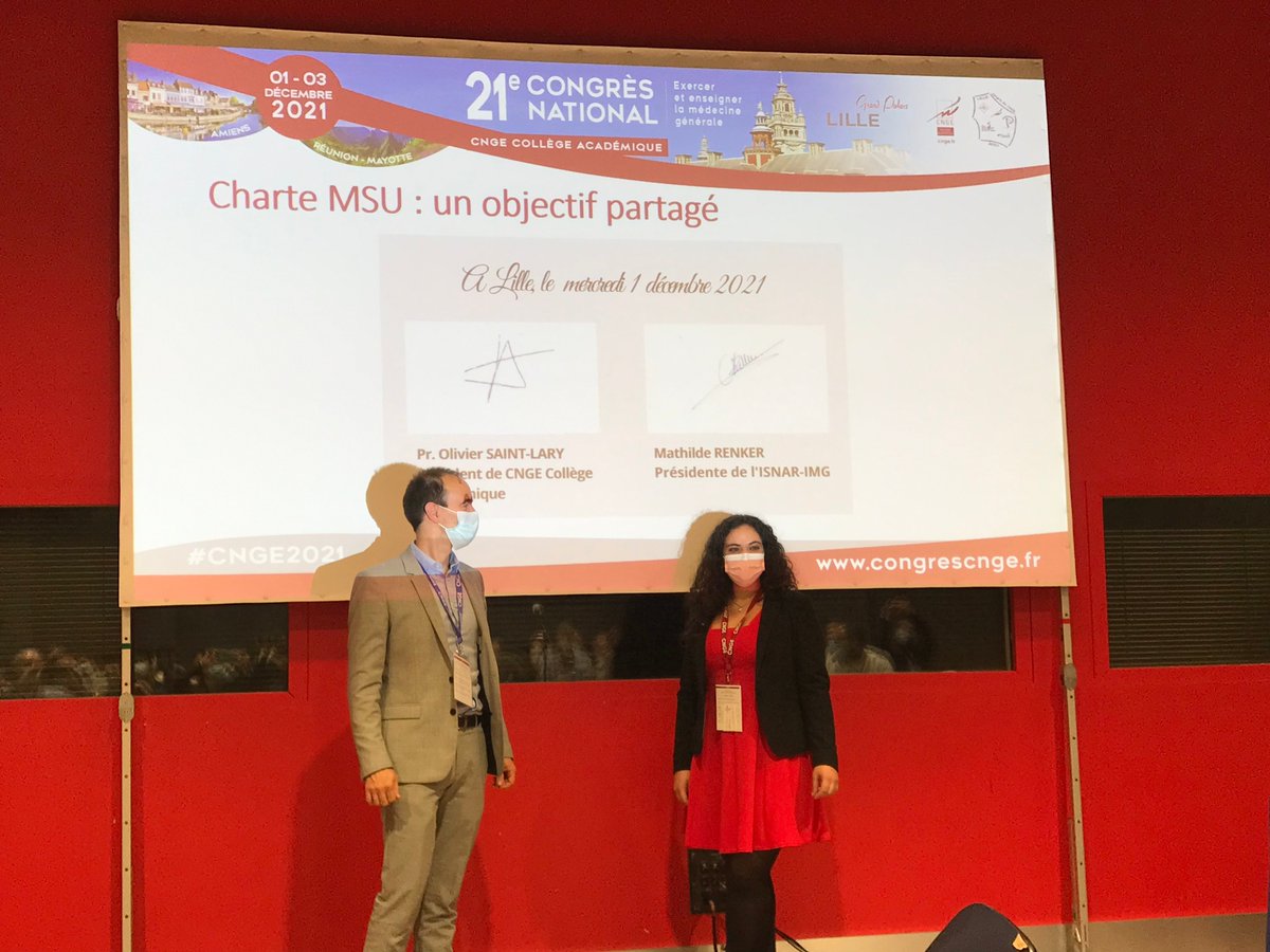 #CNGE2021 l #Formation des #IMG
🎉 Moment fort de ce congrès : @Mathilde_Renker et <a href="/PIFOP/">Olivier Saint-Lary</a> profitent du @congrescnge pour signer la charte des #MSU élaborée en collaboration entre le <a href="/CNGE_France/">CNGE</a> et le Conseil d'Administration de l'<a href="/ISNARIMG/">ISNAR-IMG</a> !