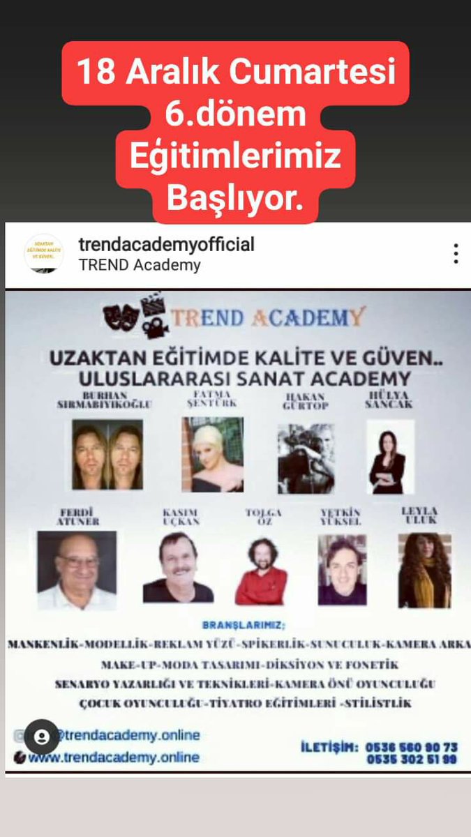 18 Aralık Cumartesi başlıyoruz 6.dönem Eģitimlerimiz Başlıyor.
Kayıtlarımız devam ediyor.
Bekleriz 💘