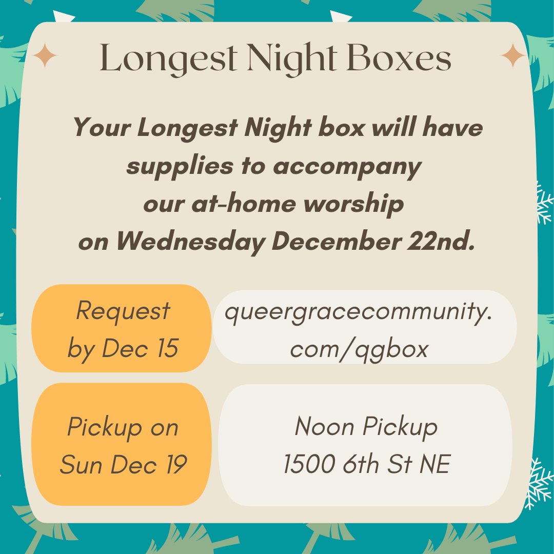 GraceQueer's tweet photo. At-Home Worship: The Longest Night
Wednesday December 22, 5pm
We’ll make space for things that are hard and sad and heavy, and also for the gifts of darkness and shadow. Join us on Zoom or Facebook. Sign up for worship materials if you want at https://t.co/ZF6ie6hrTv . https://t.co/qCOPJhHOF1