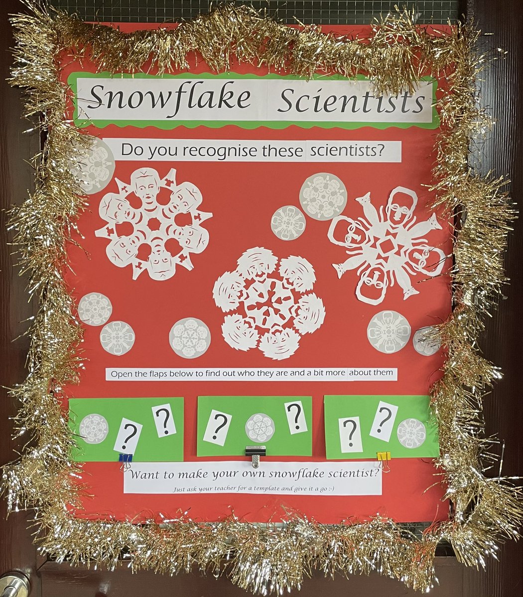 JulieBrown01's tweet photo. Loved making this #xmasscience display for the girls @TudorHallSchool . If you’d like to do one yourself the scientist snowflakes can be found ➡️ https://t.co/8PEJJBMwIT https://t.co/rGxl2qbBCK
