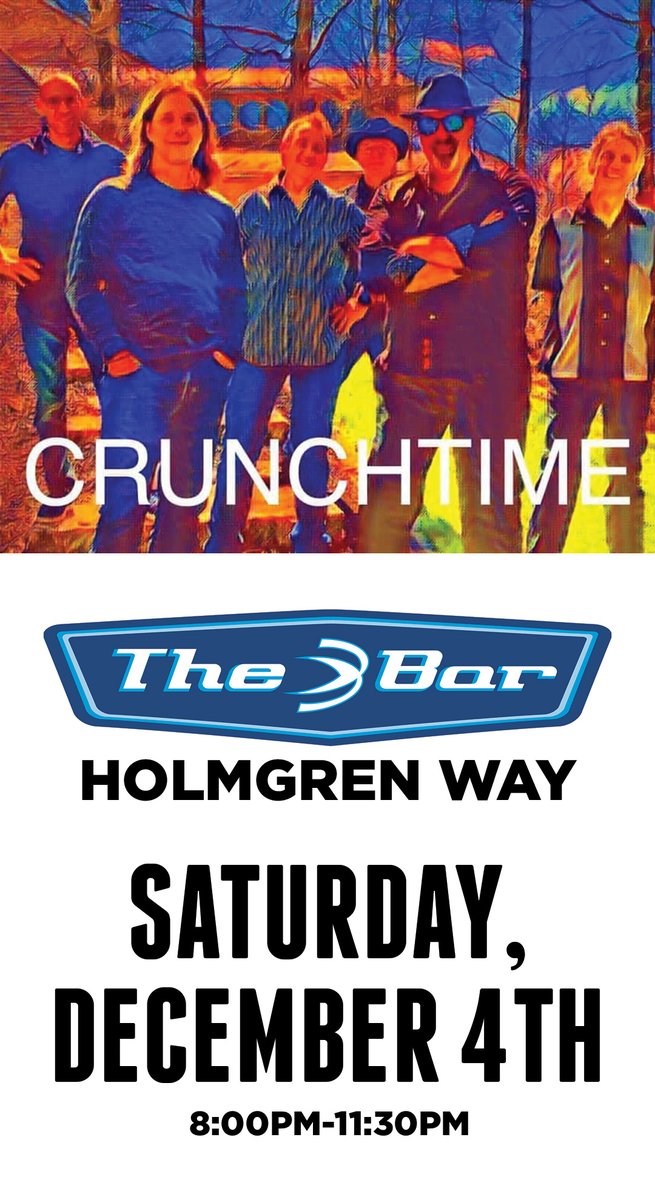 Join us for Live Music this Saturday as Crunch Time performs at 8pm!