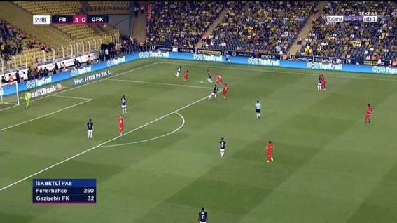 Dakika 35 skor 3-0 yapılan isabetli pas sayısı 250 işte kazım Ersun Yanal'ın Fenerbahçesi <a href="/ersunyanal/">Ersun Yanal</a>