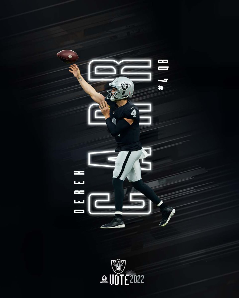 Raiders's tweet photo. RT to send Derek Carr to the 2022 Pro Bowl! ☠️
@derekcarrqb  + #ProBowlVote https://t.co/YAj3zK9RhW