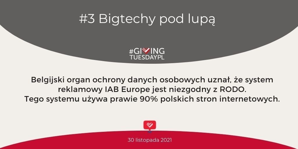 panoptykon's tweet photo. #GivingTuesdayPL W 2021 roku doczekaliśmy się wstępnej decyzji w sprawie przeciwko IAB Europe: system śledzącej reklamy narusza #RODO. 
➡️Wspieraj Panoptykon: https://t.co/0Tac8eLhnV https://t.co/kz3IOfK8Yg
