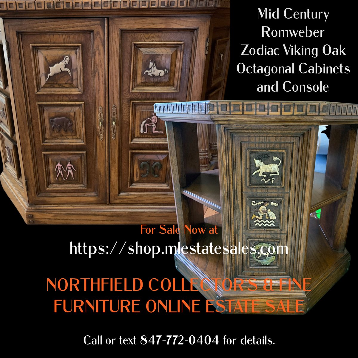 Just sharing this cool #midcenturyfurniture from #Romweber called #Zodiac #Viking #Oak! Two octagonal tables and one console. Available now at our #onlineestatesale in #Northfield. Visit us at shop.mlestatesales.com for more excellent finds!