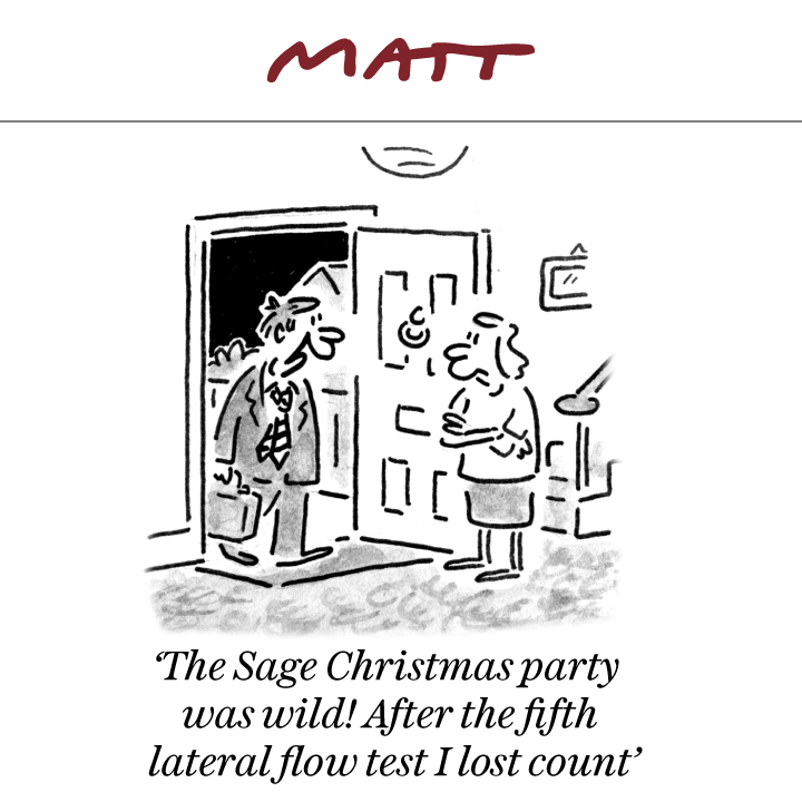 MattCartoonist's tweet image. My latest cartoon for tomorrow's @Telegraph 

'The Sage Christmas party was wild! After the fifth lateral flow test I lost count'

Subscribe to my weekly newsletter to receive my unseen cartoons: telegraph.co.uk/premium/matt/?…
