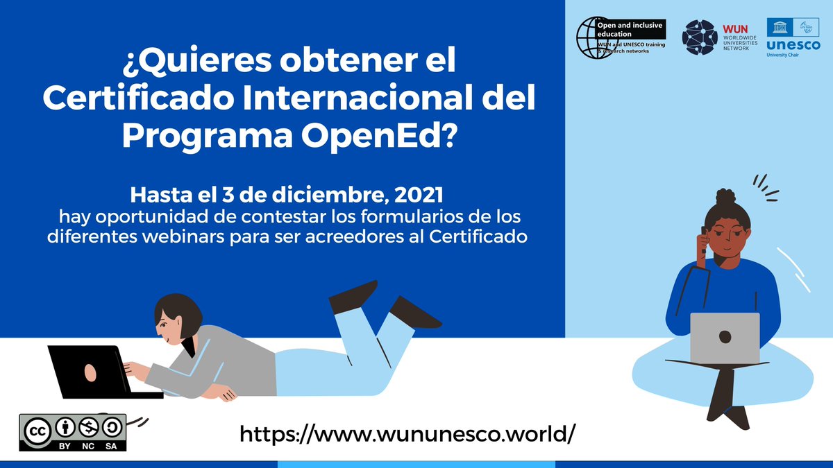 ¡Muchas gracias por formar parte de este proyecto! Les recordamos que tienen hasta el viernes 3 de diciembre para contestar los formularios de los diferentes webinars para ser acreedores al Certificado wununesco.world @WUNetwork <a href="/UnescoWun/">WUN_UNESCO</a> #OpenEd