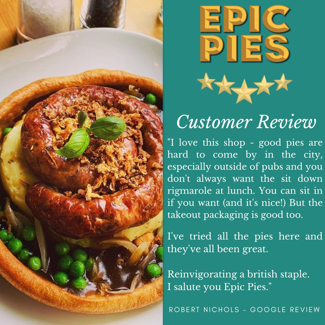 Reviews like these 🥰 Leave a Google or TripAdvisor review to let us know how your Epic Pies experience went!

#epicpies #stpauls #stpaulscathedral #london #londonfood #londonfoodies #foodie #londonfoodspots #customerreviews #positivefeedback #recommendation #customerfeedback