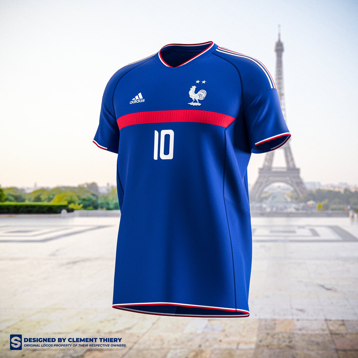 Saintetixx's tweet photo. ▫️ Equipe de France x Adidas ¬ Home kit concept
.
Nouveau concept avec un retour à un bleu traditionnel et une bande rouge horizontale qui m'est chère. 🇫🇷
#France #EquipeDeFrance #adidas 
Merci à tout ceux qui partageront, c'est toujours important pour nous graphistes 🙏🔥 https://t.co/cTYa32myw2