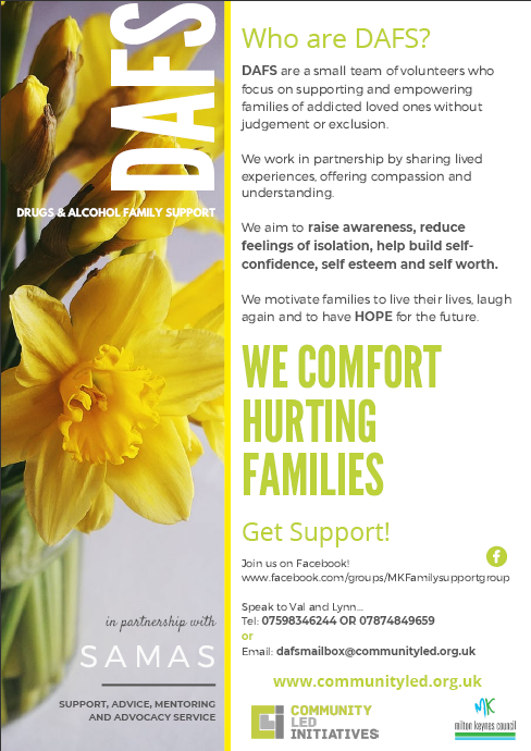 🟡 DAFS - Drugs &amp; Alcohol Family Support - a small team of volunteers who focus on supporting and empowering families of addicted loved ones without judgement or exclusion.

✅Join them on Facebook!
facebook.com/groups/MKFamil…