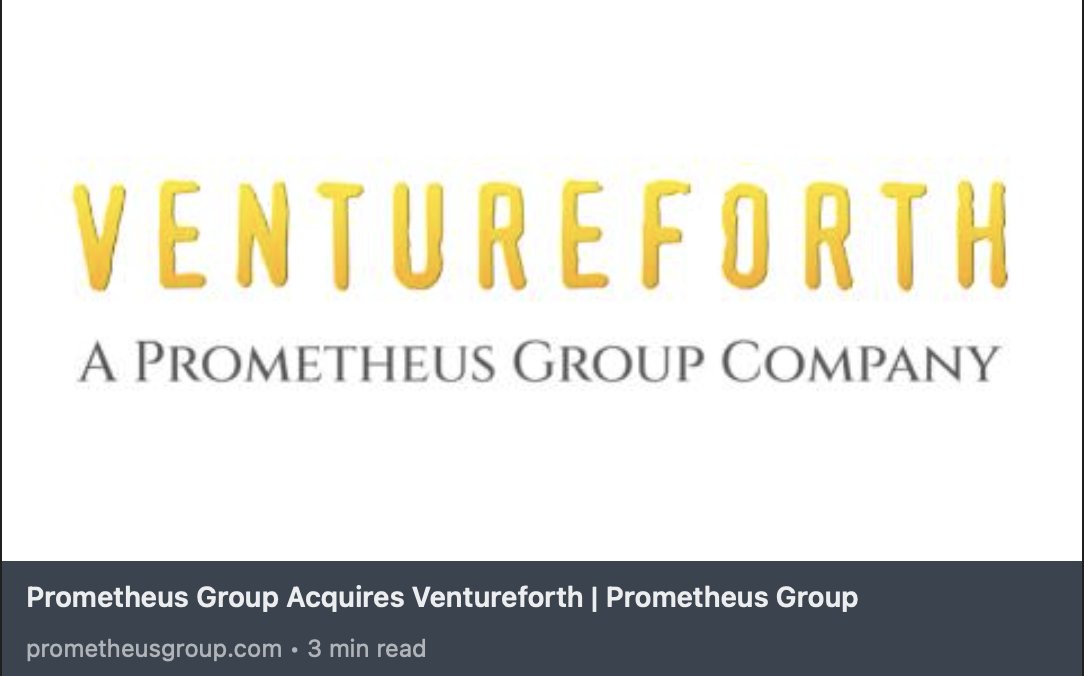 VentureforthInc's tweet image. We&apos;re excited to join Prometheus Group! prometheusgroup.com/posts/promethe… #PrometheusGroup #Oracle #Cloud