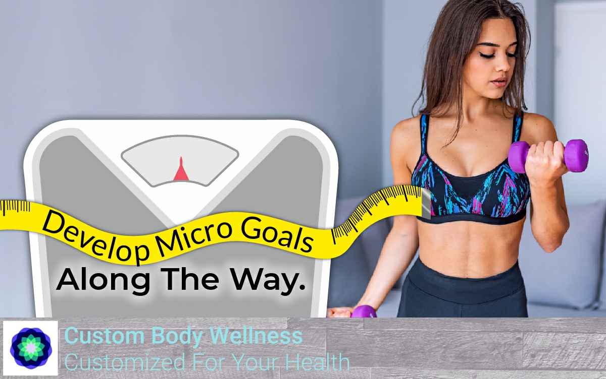 WellnessCustom's tweet image. Within each large, long-term goal, you should have smaller, confidence-building goals that are achievable in a shorter period of time. Try and set micro goals for every 2-3 weeks.