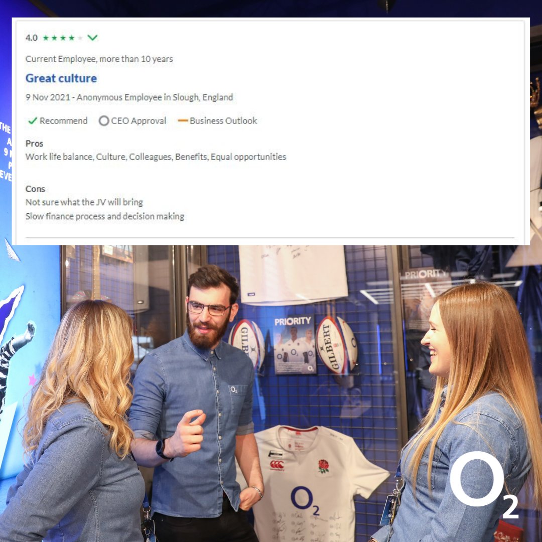 O2Careers's tweet image. On our Glassdoor profile you can find lots of information around why you should join #TeamO2 from employee, interview, and benefit reviews and information around our Inclusion ambition. Take a look. #WhyO2 

➡️ - tiny.cc/o2-glassdoor