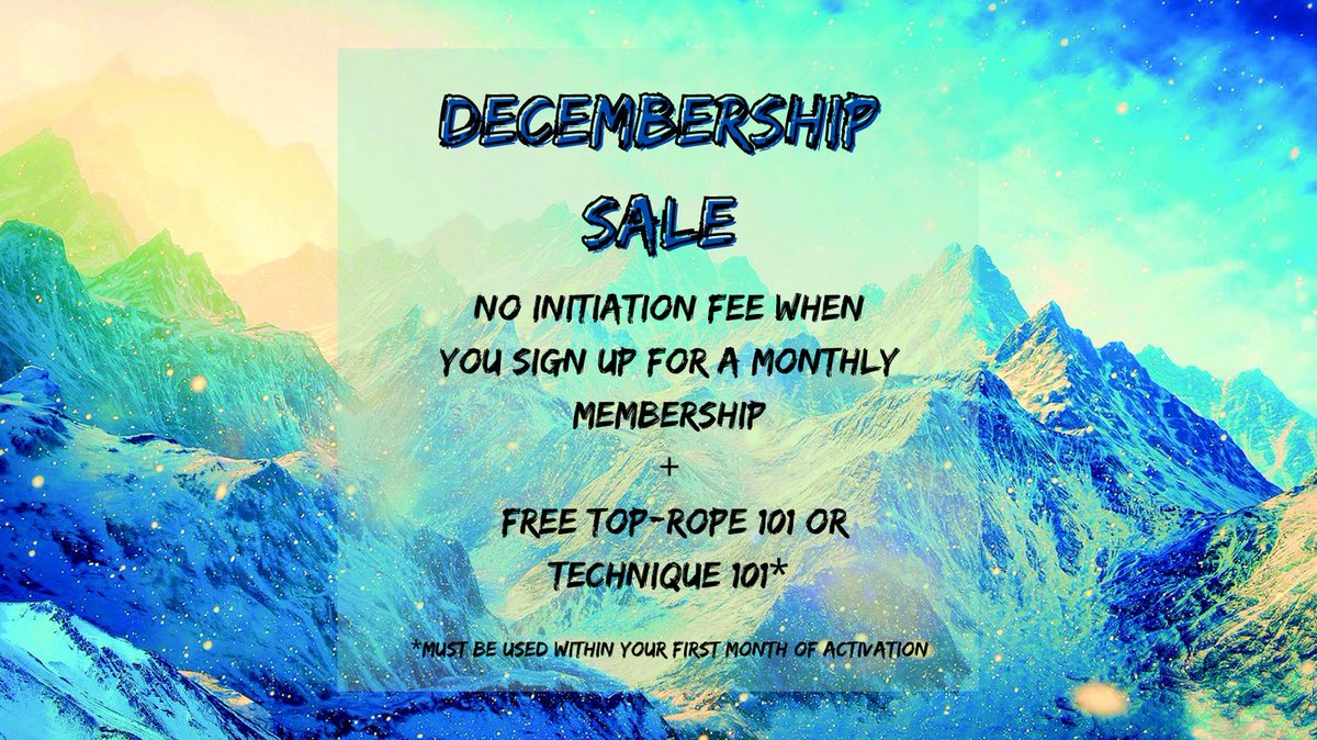 Sign up for a monthly membership this December and save $89! 🥳
No initiation fee + your choice of a Free Top-Rope 101 or Technique 101 course😍

#climbuli #indoorclimbing #rockclimbing
#blono #shoplocal