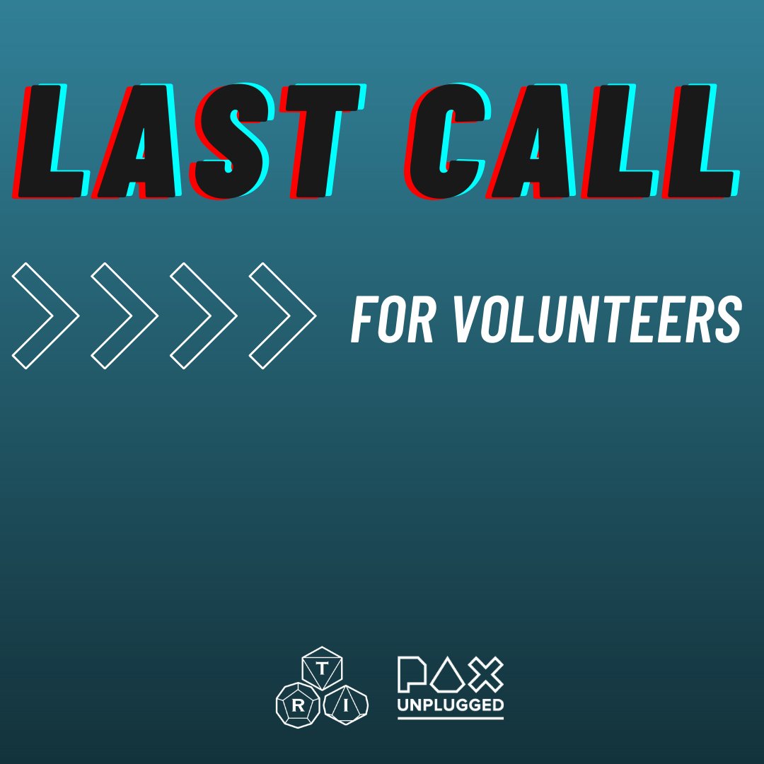 📣LAST CALL ‼️  We're just one week away from #PAXUnplugged and we're looking a few more DMs to run games on Friday night, Saturday night, and Sunday afternoon! Sign up for a slot via our form here >> ow.ly/iqfk50H0oSH