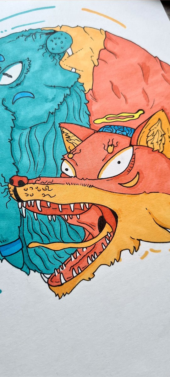 crossmoose's tweet photo. "The fox and the rabbit"
Drew this with my delicous promarkers on A5 paper. Rt's are appreciated! 
#myart #sketchbook #animaldrawing https://t.co/9WsgD5DTG3