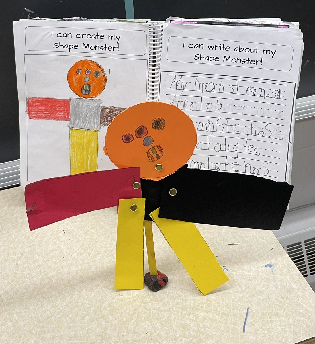 JSMSoderling's tweet photo. Grade 1/2 have been exploring 2D shapes, and created a design for a shape monster! Students built real life replicas using their designs, and also wrote about what shapes were used to build our monsters. https://t.co/UrbaHzaN86