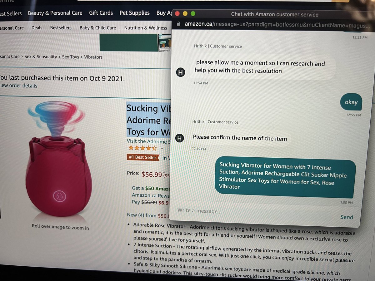 my rose vibrator stopped working and im tryna get a refund LMFAOOOOO this is so humiliating
