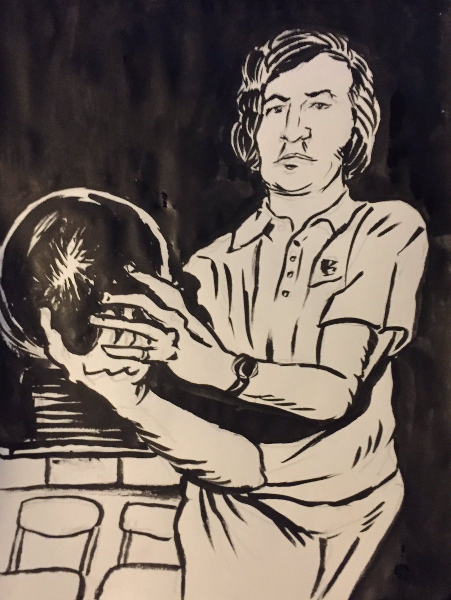 PeterLandau's tweet image. Mark Roth, Top Bowler Who Brought Power to the Sport #obitpix #markroth #bowling #professionalbowlersassociation #pba #artofinstagram #brushdrawing #illustration #portraitdrawing