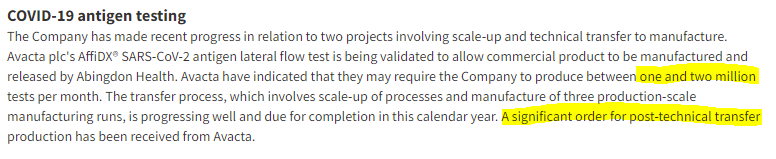 OC7990's tweet photo. #ABDX
- Company have alluded to potential orders from
#ACVT of 1-2M per month
- Plus 600K order from Vatic, which could rise to 2M
pm
- Non binding agreement with DHSC on the £8.45M
owed.
MCAP £32M fully diluted
2/2 https://t.co/T4tVP097zY