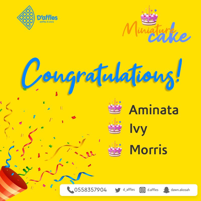 d_affles's tweet photo. Our winners for the giveaway 🎉🎉

#dafflesminaturecake #lunchboxcake https://t.co/tP5PYgUR2C