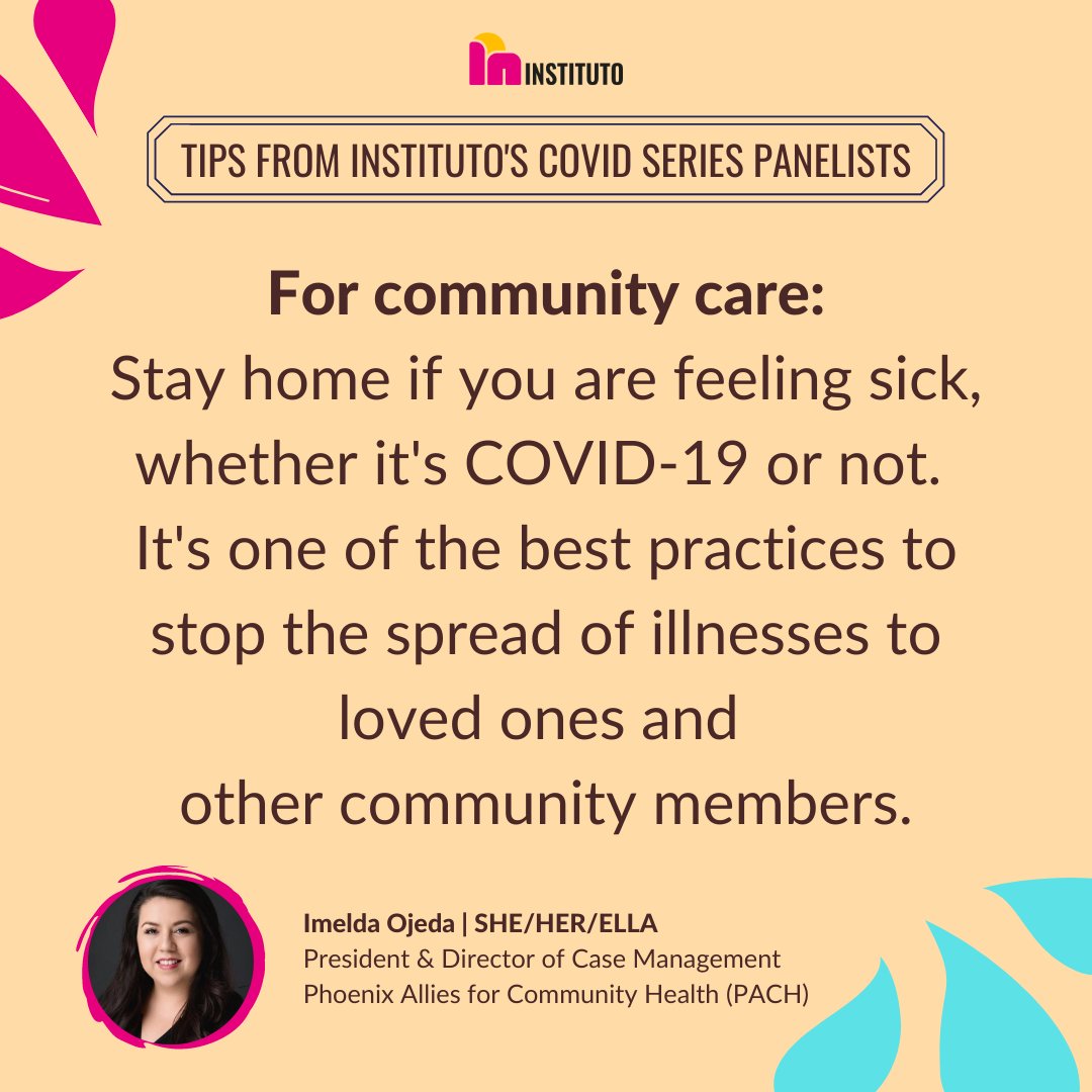 OurInstituto's tweet photo. (2/4) As we enter the holiday season and the #Omicron variant emerges, we're reminded that the pandemic isn't over. @Imeojeda from @azpach_ shares her health tip for community care. https://t.co/xwQ5MScSJI
