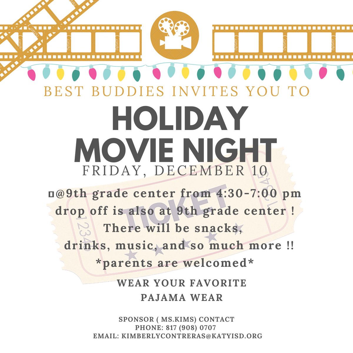 Join us next Friday for a night of music, a movie, food, and fun!! Can’t wait to see you all 🤍