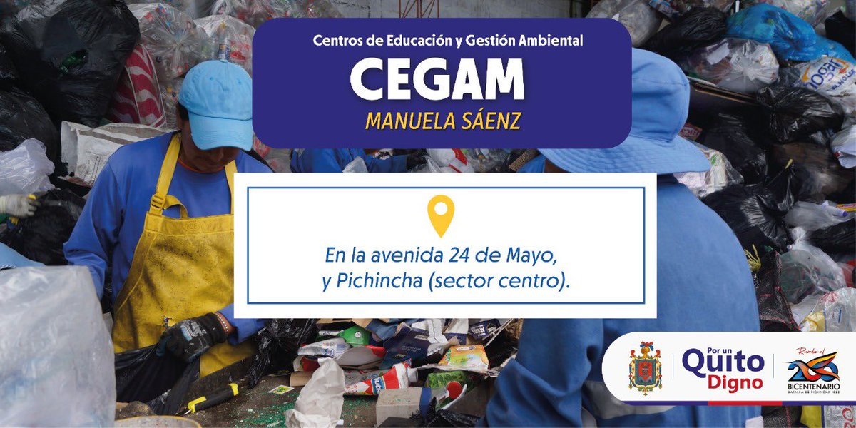 EMGIRSEP's tweet photo. ¡Recicla por un Quito más limpio! ♻️

Los Centros de Educación y Gestión Ambiental (CEGAM) son espacios que reciben materiales que pueden ser aprovechados, como por ejemplo el plástico, cartón, papel y vidrio. 

¡Seamos parte de la transformación! 😉💙 https://t.co/yMUZFm0iwp