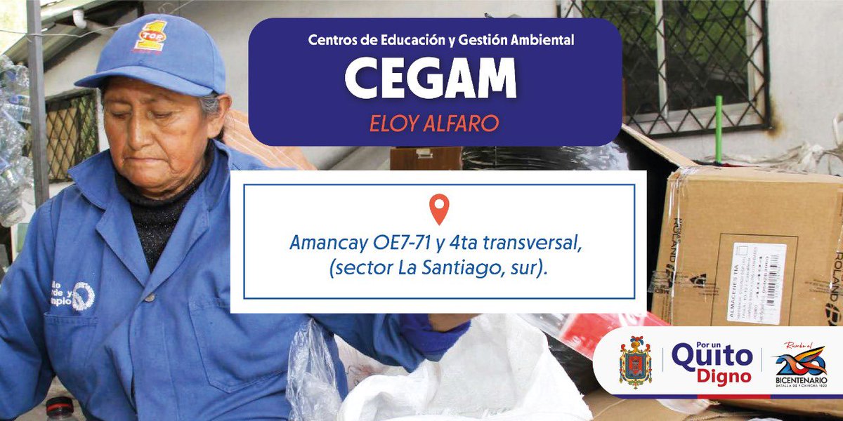 EMGIRSEP's tweet photo. ¡Recicla por un Quito más limpio! ♻️

Los Centros de Educación y Gestión Ambiental (CEGAM) son espacios que reciben materiales que pueden ser aprovechados, como por ejemplo el plástico, cartón, papel y vidrio. 

¡Seamos parte de la transformación! 😉💙 https://t.co/yMUZFm0iwp
