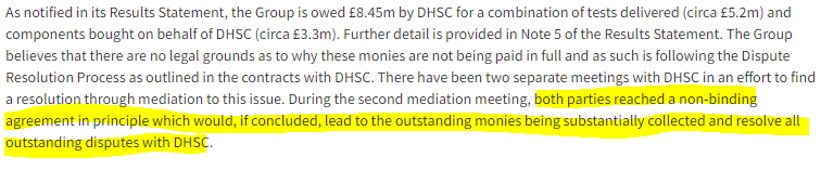 OC7990's tweet photo. #ABDX
- Company have alluded to potential orders from
#ACVT of 1-2M per month
- Plus 600K order from Vatic, which could rise to 2M
pm
- Non binding agreement with DHSC on the £8.45M
owed.
MCAP £32M fully diluted
2/2 https://t.co/T4tVP097zY