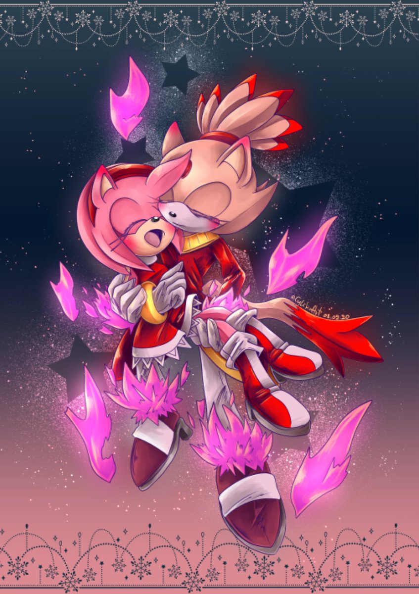AmyRoseGts's tweet photo. “Hehe, it's so amazing gazing through stars up to the sky holding each while closing our eyes with love 😍” 

@Blazethekitty17 #CutieBlazamy https://t.co/VYkX5TXXhZ