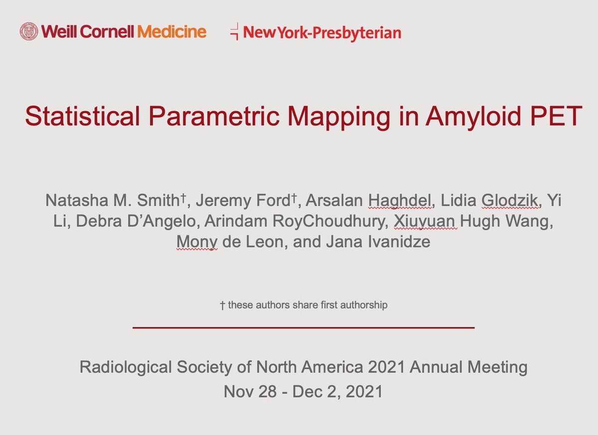 jana_ivanidze's tweet photo. Happening today #RSNA21 @RSNA - @WeillCornell MS4 #IvanidzeLab superstar Natasha Smith* presenting on #amyloidPET #SPM - πcollab with @JeremyNFord @arsalanhaghdel Dr. de Leon et al @WCMRadiology @MolecularWCM Dr. RoyChoudhury @WCMPopHealthSci
*#pedsneuro PDs take note π https://t.co/AQcLbr3tNq