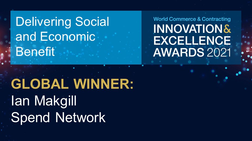 Our Global winner for Delivering Social & Economic Benefit is @SpendNetwork. Congratulations! #WorldCCAwards21